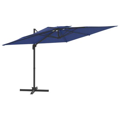 vidaXL Gembės formos skėtis su dvigubu viršumi, mėlynas, 400x300cm