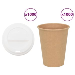vidaXL popieriniai kavos puodeliai su dangteliais 1000 vnt 12oz 300ml