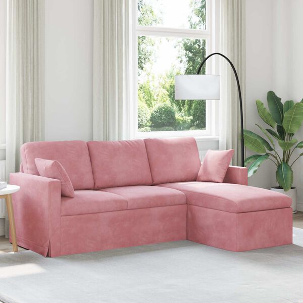 vidaXL Sofa Rožinė Bendri matmenys: 198 x 134 cm (P X G x A) Aksomas