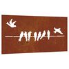 vidaXL Sodo sienos dekoracija, 105x55cm, corten plienas, pauk&scaron;čiai