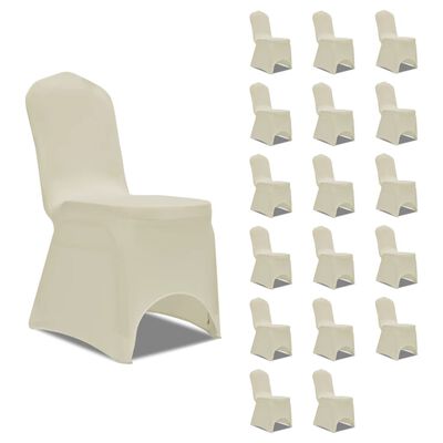 vidaXL Kėdžių užvalkalai, 18vnt., kreminiai, įtempiami (3x241199)
