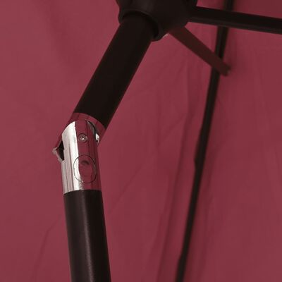vidaXL Lauko skėtis su LED ir plieniniu stulpu, raudonas, 300cm