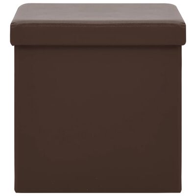 vidaXL Sulankstoma taburetė-daiktadėžė, rudos spalvos, PVC
