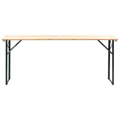 vidaXL Sulankstomas stalas alui su 2 suoliukais, 177 cm, pušies mediena