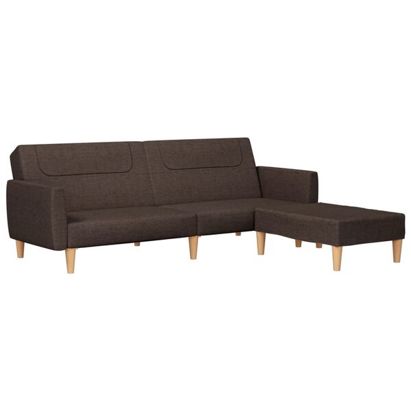 vidaXL Dvivietė sofa-lova su pakoja, tamsiai rudos spalvos, audinys
