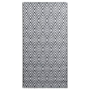 vidaXL Lauko kilimas, ARAKIL baltos ir juodos spalvos, 120x180cm, PP