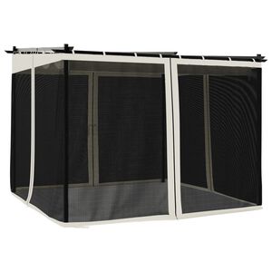 vidaXL Pavėsinė su tinklelio sienelėmis, kreminės, 3x3m, plienas