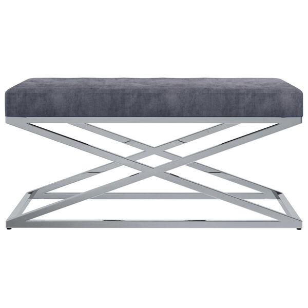 vidaXL Suoliukas, pilkos sp., 97cm, aksomas ir nerūdijantis plienas