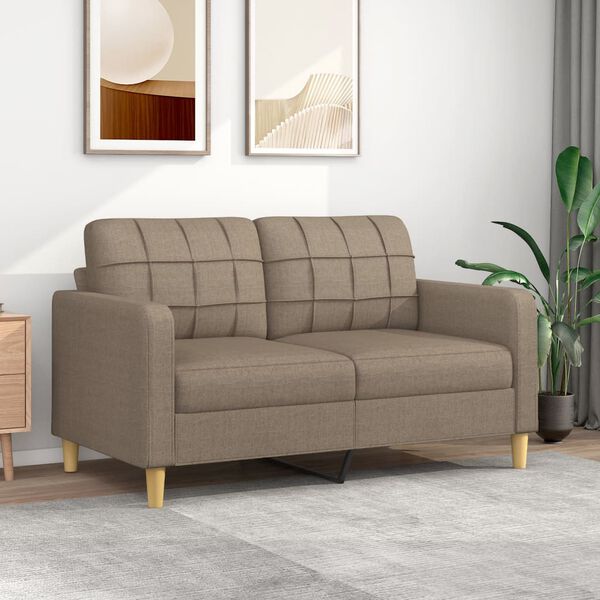 vidaXL Dvivietė sofa, taupe spalvos, 140cm, audinys