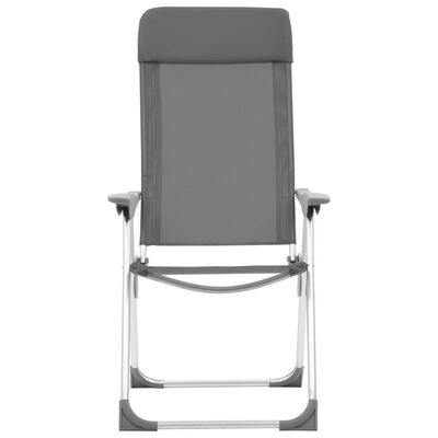 vidaXL Sulankstomos kempingo kėdės, 4 vnt., pilkos, aliuminis