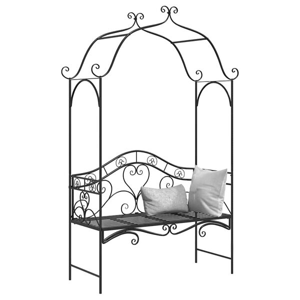 vidaXL Sodo suolas su pagalve Juoda 104 x 54 x 93cm Plienas