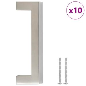 vidaXL Spintelės rankenėlės, 10vnt., sidabrinės, nerūdijantis plienas