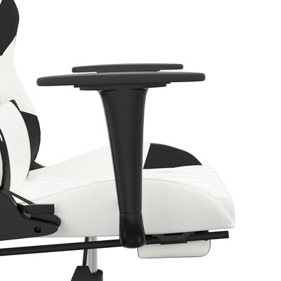 vidaXL Masažinė žaidimų kėdė su pakoja, balta ir juoda, dirbtinė oda