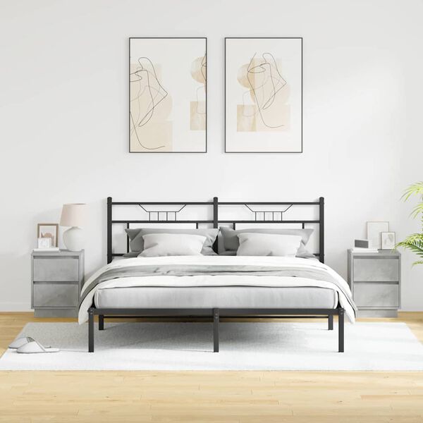 vidaXL &Scaron;alia lovos spintelė 2 pcs Betono pilka 39 x 34,5 x 50 cm