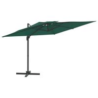 vidaXL Gembės formos skėtis su dvigubu viršumi, žalias, 400x300cm