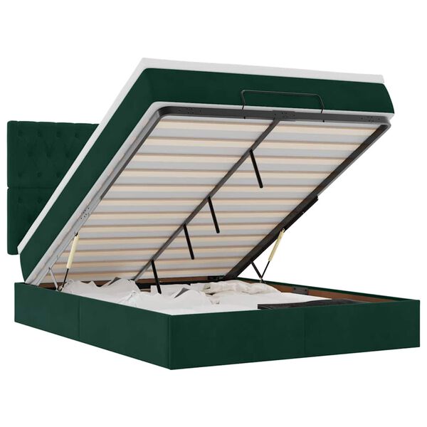 vidaXL Osmanų lovos rėmas su čiužiniais, žalias, 140x190cm, aksomas