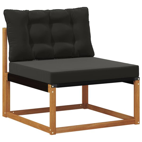 vidaXL Lauko sofos komplektas su pagalve 7 pcs Natūrali ir juoda