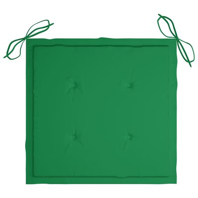 vidaXL Sodo kėdės su žaliomis pagalvėmis, 3vnt., tikmedžio masyvas