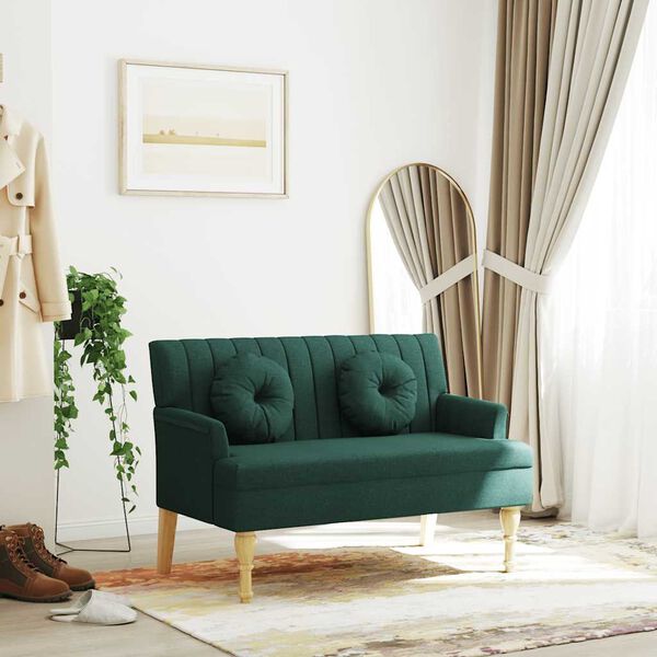 vidaXL Suoliukas su pagalvėlėmis, žalias, 113x64,5x75,5cm, audinys