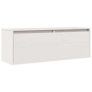 vidaXL Sieninė spintelė, balta, 100x30x35cm, pu&scaron;ies medienos masyvas