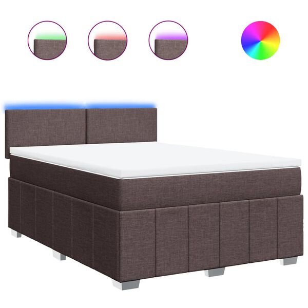 vidaXL Lova su spyruoklėmis ir čiužiniu, ruda, 160x200 cm, audinys