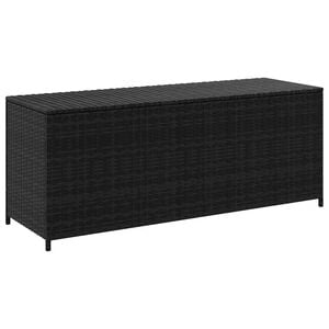 vidaXL Sodo daiktadėžė, juoda, 150x50x60cm, poliratanas