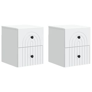 vidaXL Sieninis naktinis staliukas 2 pcs Balta 33 x 34,5 x 40 cm
