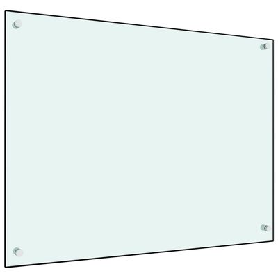vidaXL Virtuvės sienelė, baltos spalvos, 80x60cm, grūdintas stiklas