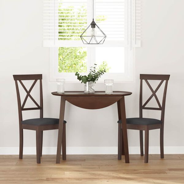 vidaXL valgomojo kėdės su pagalvėlėmis 2 vnt Ruda medžio masyvo guma