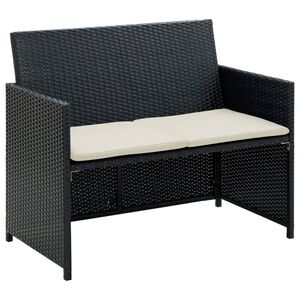 vidaXL Dvivietė sodo sofa su pagalvėlėmis, pilkos spalvos, poliratanas