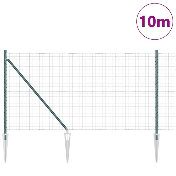 vidaXL Tvora su stulpais Žalia 1 x 10 m Plienas ir PVC