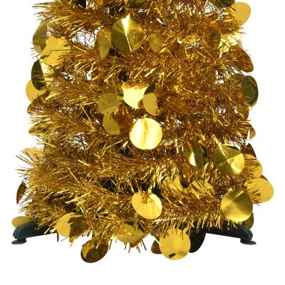 vidaXL Išskleidžiama dirbtinė Kalėdų eglutė, auksinė, 120cm, PET
