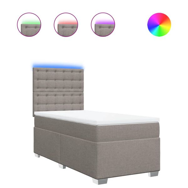 vidaXL Lova su spyruoklėmis ir čiužiniu, taupe, 90x200 cm, audinys