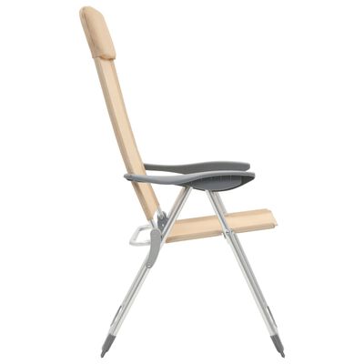 vidaXL Sulankstomos kempingo kėdės, 2 vnt., kreminės sp., aliuminis