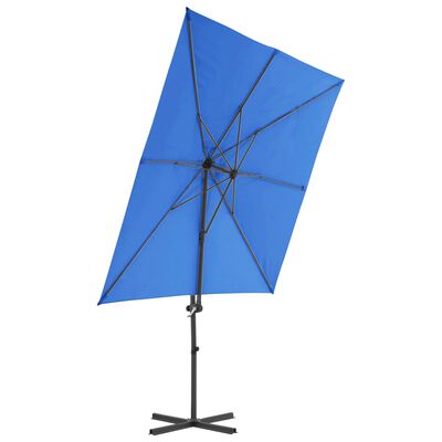 vidaXL Gembinis skėtis su plieniniu stulpu, tamsiai mėlynas, 250x250cm