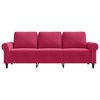 vidaXL Trivietė sofa, raudonojo vyno spalvos, 180cm, aksomas