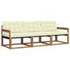 vidaXL Lauko sofos komplektas su pagalve 3 pcs Natūralus ir grietinėlė