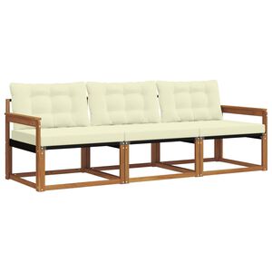 vidaXL Lauko sofos komplektas su pagalve 3 pcs Natūralus ir grietinėlė