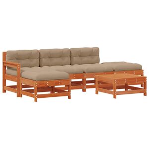 vidaXL Sodo poilsio komplektas 6 pcs Va&scaron;ko Ruda Tvirtas pu&scaron;ies medis