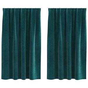 vidaXL Užuolaidos 2 pcs Tamsiai žalia 140 x 140 cm Aksomas