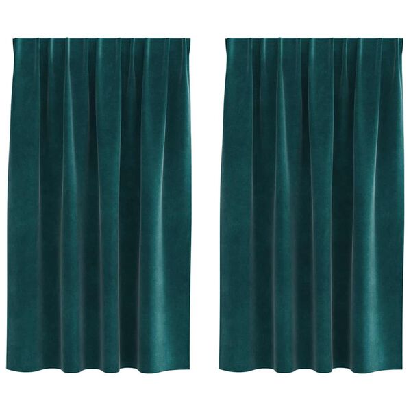 vidaXL Užuolaidos 2 pcs Tamsiai žalia 140 x 140 cm Aksomas