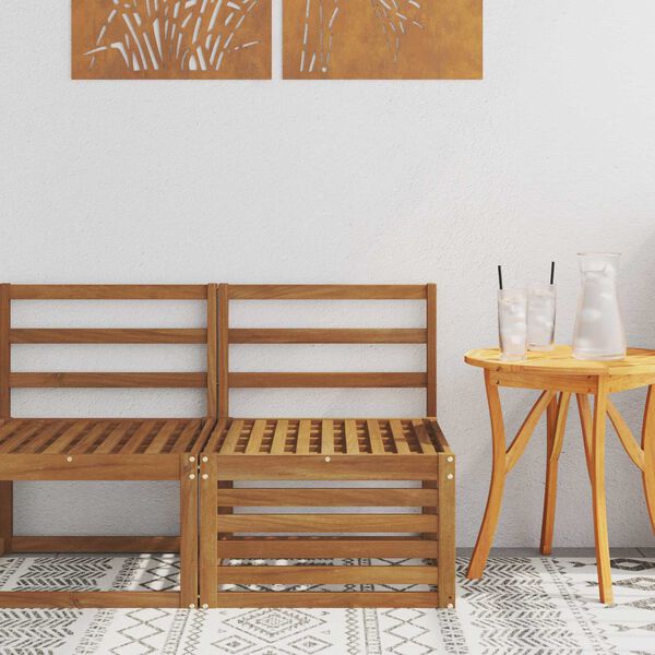 vidaXL Lauko Vidurinis Sofa Kietos akacijos mediena Natūrali