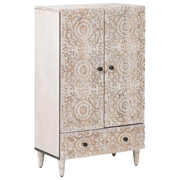 vidaXL Auk&scaron;ta lenta Balta 60 x 33,5 x 100 cm Kietas mango medis