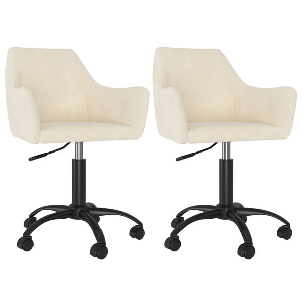 vidaXL Pasukamos valgomojo kėdės, 2vnt., kreminės spalvos, aksomas