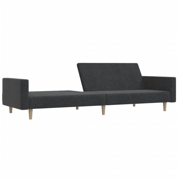 vidaXL Dvivietė sofa-lova, tamsiai pilkos spalvos, audinys
