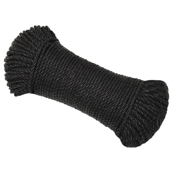 vidaXL Darbo virvė, juodos spalvos, 3mm, 50m, polipropilenas