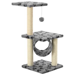 vidaXL Draskyklė katėms su stovais i&scaron; sizalio, 65cm, pilkos sp. pėdut.