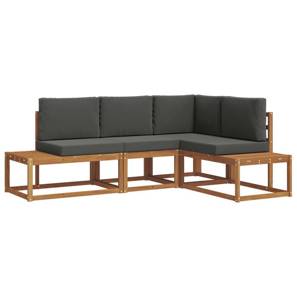 vidaXL Lauko sofos komplektas 4 Vienetas Natūralus ir antracitas