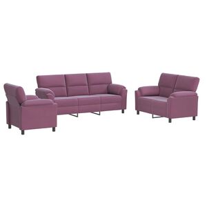 vidaXL Sofos komplektas 3 pcs Violetinė Aksomas