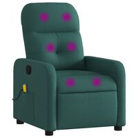 vidaXL Atlošiamas masažinis krėslas, tamsiai žalios spalvos, audinys